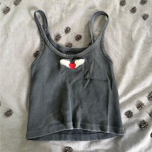Brandy Melville black and red heart tank